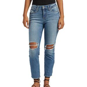 NWT Silver Jeans Suki Curvy Fit Mid Rise Straight Crop In Indigo 27 Inch